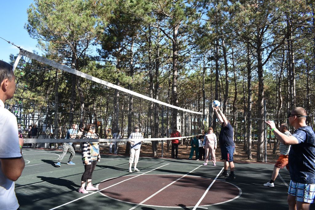 Активисты Крымской РО ВОС играют в волейбол