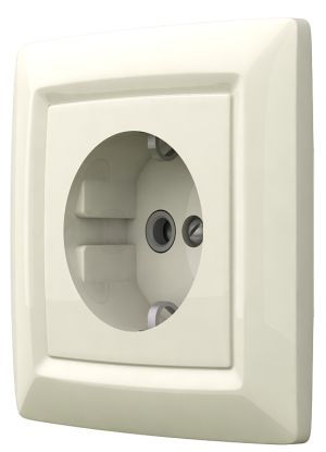 Розетка одноместная скрытой установки,с заземлением,  серия REONE, цвет белый