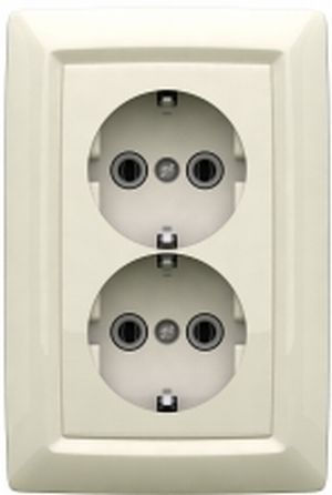 Розетка двухместная скрытой установки,с заземлением, серия REONE, цвет белый