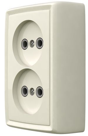 Розетка двухместная открытой установки, серия REONE, цвет белый