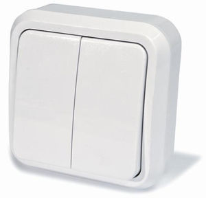 Выключатель двухклавишный открытой установки, серия Москвичка, цвет белый