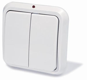 Выключатель скрытой установки двухклавишный, с подсветкой, серия Москвичка,цвет белый