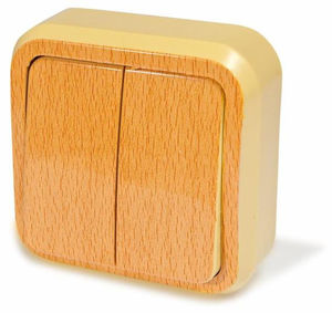 Выключатель двухклавишный открытой установки, серия Россиянка, цвет под бук