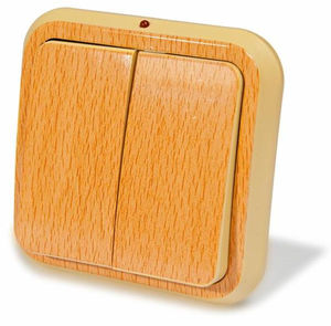 Выключатель скрытой установки двухклавишный, с подсветкой, серия Россиянка, цвет под бук