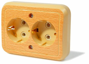 Розетка скрытой установки двухместная,с заземлением, серия Россиянка, цвет под бук