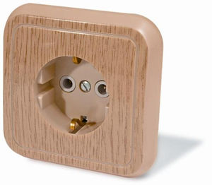 Розетка скрытой установки одноместная,с заземлением, серия Россиянка, цвет под светлое дерево