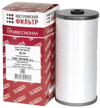 Элемент фильтрующий  очистки масла ЭК.34 взаимозаменяемый с 7405-1017040 нить - ПРОФЕССИОНАЛ -