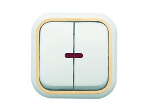 Выключатель открытой установки двухклавишный с подсветкой А56-176