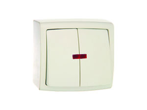 Выключатель открытой установки двухклавишный с подсветкой А56-183