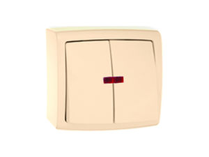 Выключатель открытой установки двухклавишный с подсветкой  А56-183 