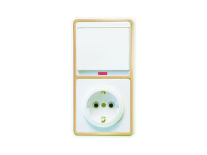 Блок комбинированный скрытой установки (1клавишный выключатель с подсветкой+розетка с заземляющим контактом) БКВР-056 