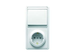 Блок комбинированный скрытой установки (1клавишный выключатель+розетка с заземляющим контактом, защитной шторкой) БКВР-034