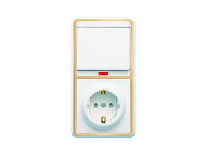 Блок комбинированный скрытой установки (1клавишный выключатель с подсветкой+розетка с заземляющим контактом, защитной шторкой) БКВР-211 