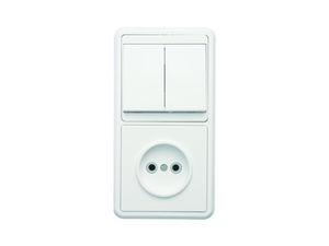 Блок комбинированный скрытой установки (2клавишный выключатель+розетка) БКВР-038