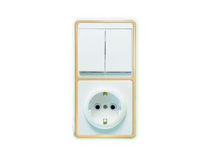 Блок комбинированный скрытой установки (2клавишный выключатель+розетка с заземляющим контактом) БКВР-032