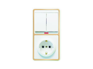 Блок комбинированный скрытой установки (2клавишный выключатель с подсветкой+розетка с заземляющим контактом) БКВР-055 