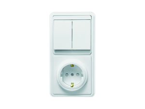 Блок комбинированный скрытой установки (2клавишный выключатель+розетка с заземляющим контактом, защитной шторкой) БКВР-035