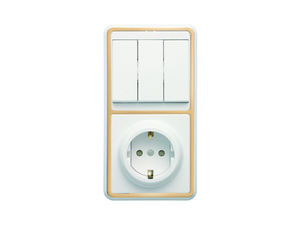 Блок.комбинированный скрытой установки (3клавишный выключатель+розетка с заземляющим кконтактом, защитной шторкой) БКВР-036 