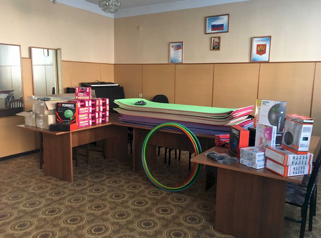 Новое закупленное оборудование и спортивный реквизит в рамках реализации проекта