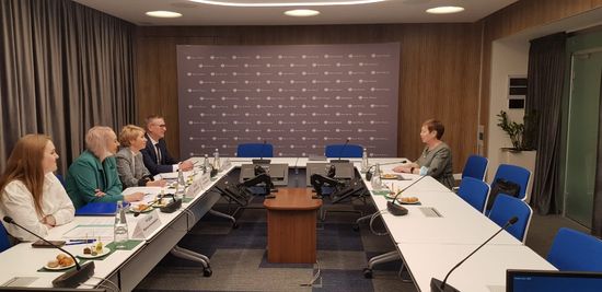 М. А. Юдина рассказывает представителям Центробанка о деятельности Свердловской региональной организации ВОС
