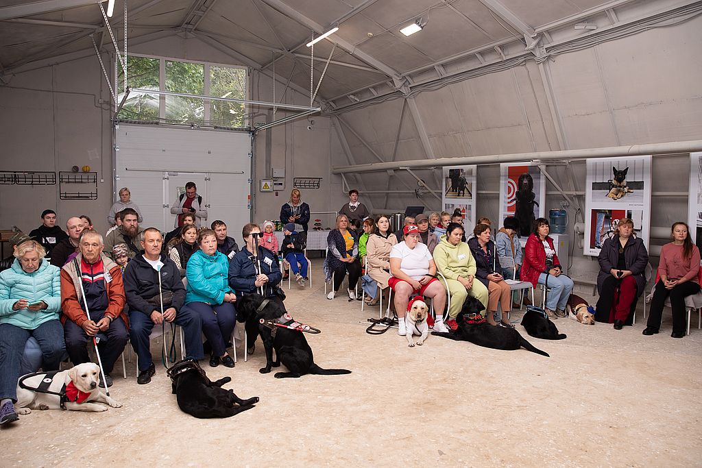 обучающиеся со своими собаками на занятиях